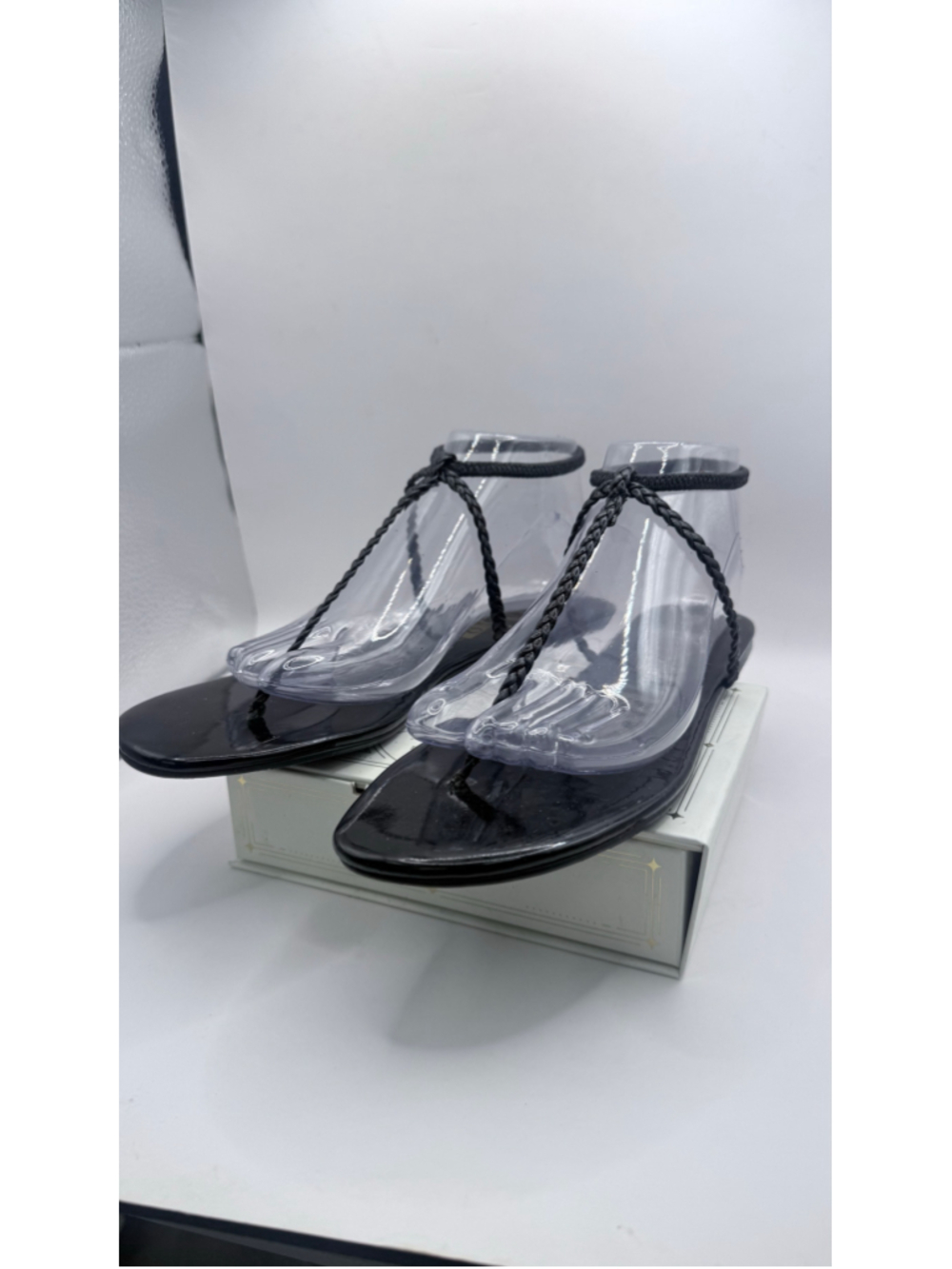 Women's Sam & Libby Black Braided Strap Thong Sandals 9.5 B